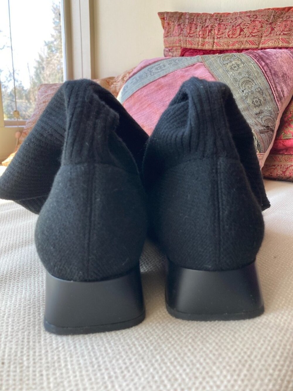 Vivaia Tara Pro Knee-Sock Boots 39.5 • Black Square Toe • Water Repellent Wool - Picture 4 of 5